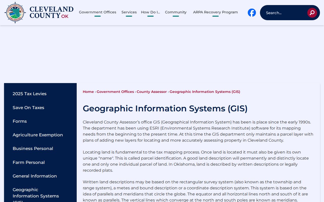 Cleveland County street directory GIS parcel and legal description information