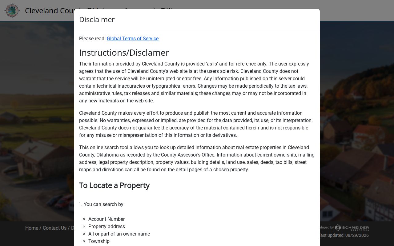 Cleveland County residents directory property search in the Spatialest assessor portal